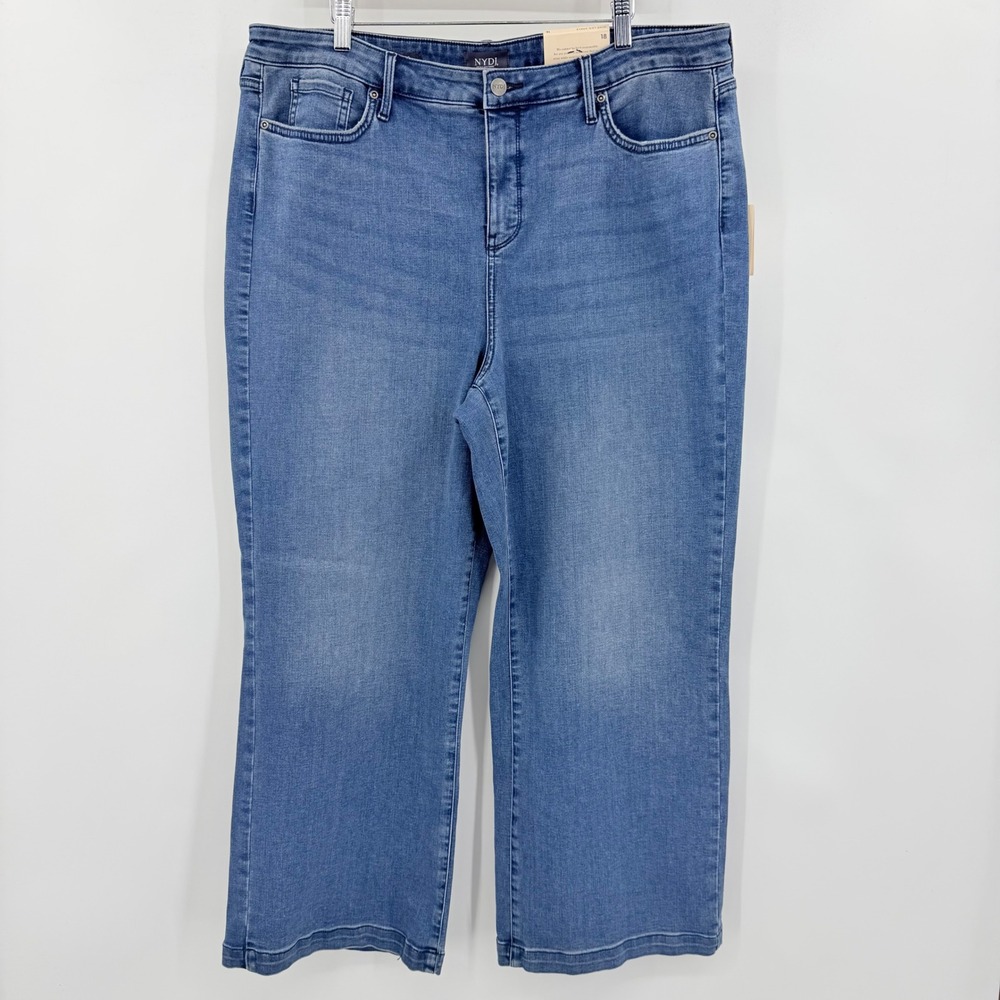 NYDJ Teresa Wide Leg Ankle Jeans Women 18 Blue Lift Tuck Mission Blue